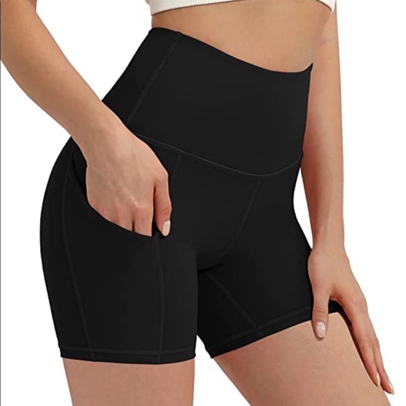 Ododos High Waist Black Athletic Bike Shorts - Picture 1 of 8
